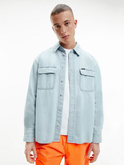 Calvin Klein Ruhák HU155834 | Calvin Klein Oversized Férfi Farmer Ing Világos Kék